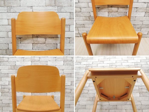 北欧デザイン Scandinavian Design ダイニングチェア プライウッド ナチュラルカラー 2脚セット スタッキング ●