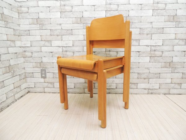 北欧デザイン Scandinavian Design ダイニングチェア プライウッド ナチュラルカラー 2脚セット スタッキング ●