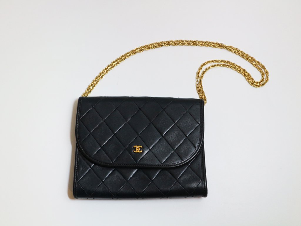 シャネル CHANEL マトラッセ ショルダーバッグ 80’s 黒 ゴールドチェーン 3way クラッチバック ポーチ◎