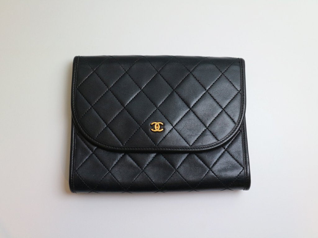 シャネル CHANEL マトラッセ ショルダーバッグ 80’s 黒 ゴールドチェーン 3way クラッチバック ポーチ◎