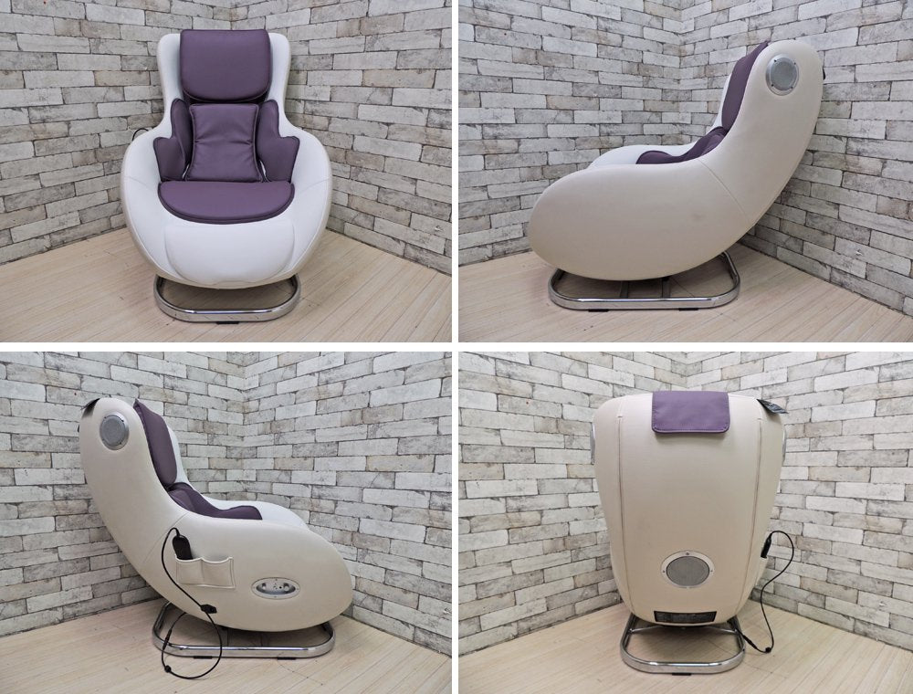 フジ医療器 ロースタイルマッサージチェア LOW STYLE MASSAGE CHAIR H AS-LS1 ベージュ × バイオレット 受注生産カラー スピーカー付 現状品●