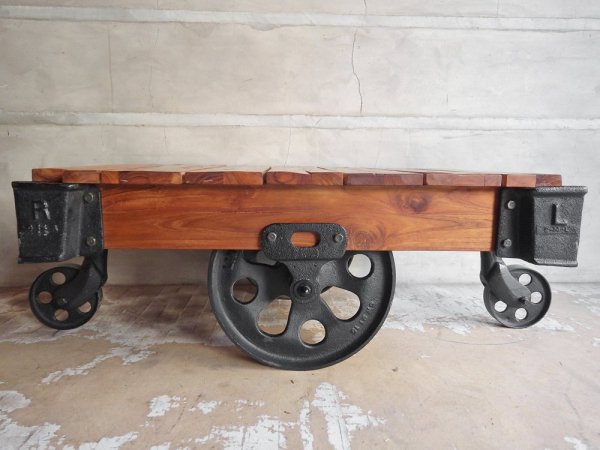 アクメ ファニチャー ACME Furniture ギルド ドーリーテーブル GUILD DOLLY TABLE S チーク古材 ローテーブル インダストリアル 廃番 定価:\147,400- ♪