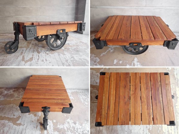 アクメ ファニチャー ACME Furniture ギルド ドーリーテーブル GUILD DOLLY TABLE S チーク古材 ローテーブル インダストリアル 廃番 定価:\147,400- ♪