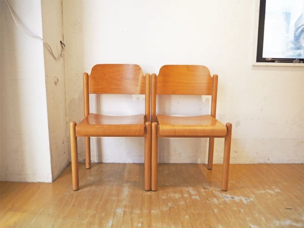 北欧デザイン Scandinavian Design ダイニングチェア ビーチ材 プライウッド ナチュラルカラー 2脚セット スタッキング ★