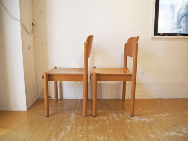 北欧デザイン Scandinavian Design ダイニングチェア ビーチ材 プライウッド ナチュラルカラー 2脚セット スタッキング ★