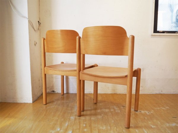 北欧デザイン Scandinavian Design ダイニングチェア ビーチ材 プライウッド ナチュラルカラー 2脚セット スタッキング ★