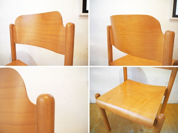 北欧デザイン Scandinavian Design ダイニングチェア ビーチ材 プライウッド ナチュラルカラー 2脚セット スタッキング ★
