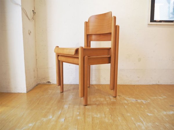 北欧デザイン Scandinavian Design ダイニングチェア ビーチ材 プライウッド ナチュラルカラー 2脚セット スタッキング ★