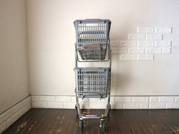 パシフィックファニチャーサービス PACIFIC FURNITURE SERVICE バスケットカート BASKET CART バスケット2個付き ワゴン 工業系 店舗什器 アメリカ製 ◎