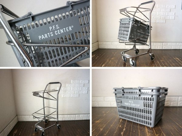 パシフィックファニチャーサービス PACIFIC FURNITURE SERVICE バスケットカート BASKET CART バスケット2個付き ワゴン 工業系 店舗什器 アメリカ製 ◎