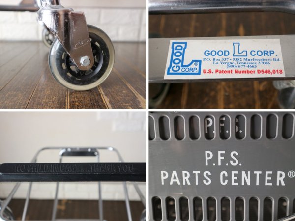 パシフィックファニチャーサービス PACIFIC FURNITURE SERVICE バスケットカート BASKET CART バスケット2個付き ワゴン 工業系 店舗什器 アメリカ製 ◎