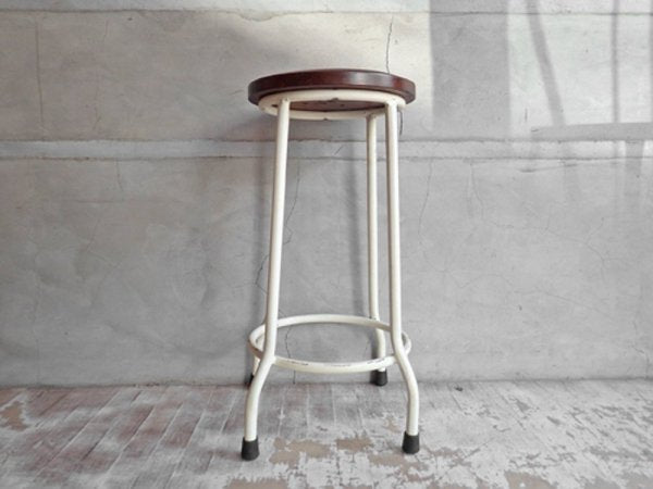 オールドメゾン old maison アイアン スツール Iron Stool ボタン型 H61cm チーク材×アイアン 定価:\13,860- ♪