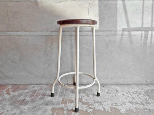 オールドメゾン old maison アイアン スツール Iron Stool ボタン型 H61cm チーク材×アイアン 定価:\13,860- ♪