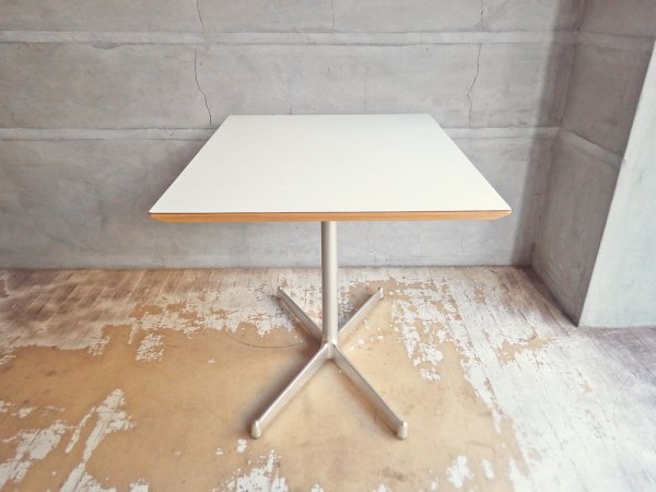 ディーアンドデパートメント D&DEPARTMENT カフェテーブル Cafe Table ホワイトメラミン天板 クロームメッキ X脚 ミッドセンチュリー ♪