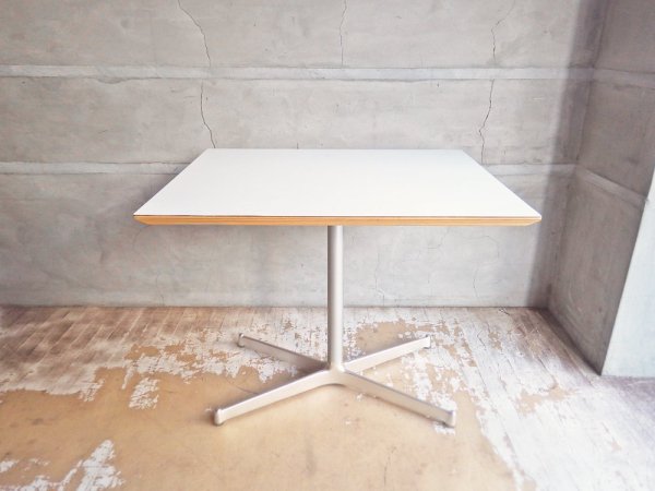 ディーアンドデパートメント D&DEPARTMENT カフェテーブル Cafe Table ホワイトメラミン天板 クロームメッキ X脚 ミッドセンチュリー ♪