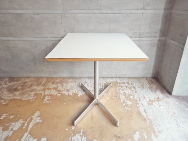 ディーアンドデパートメント D&DEPARTMENT カフェテーブル Cafe Table ホワイトメラミン天板 クロームメッキ X脚 ミッドセンチュリー ♪