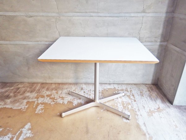 ディーアンドデパートメント D&DEPARTMENT カフェテーブル Cafe Table ホワイトメラミン天板 クロームメッキ X脚 ミッドセンチュリー ♪