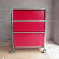 ユーエスエムハラー USM Haller モジュラーファニチャー Modular Furniture ハラーシステム ロールボーイ ワゴン デスクキャビネット 3段 ルビーレッド 鍵付♪