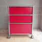 ユーエスエムハラー USM Haller モジュラーファニチャー Modular Furniture ハラーシステム ロールボーイ ワゴン デスクキャビネット 3段 ルビーレッド 鍵付♪