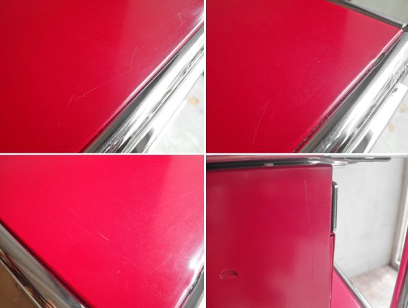 ユーエスエムハラー USM Haller モジュラーファニチャー Modular Furniture ハラーシステム ロールボーイ ワゴン デスクキャビネット 3段 ルビーレッド 鍵付♪