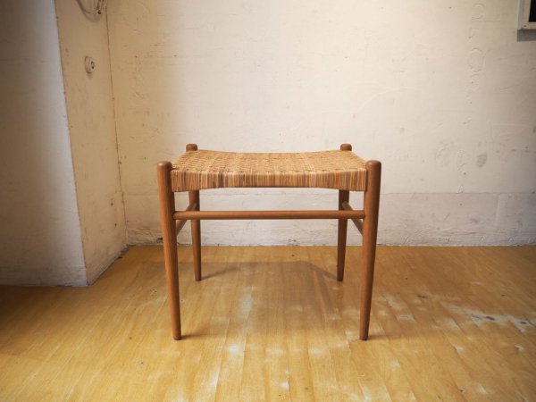 クロロス CHLOROS ラタン スツール Rattan STOOL チーク材フレーム チーク無垢材 ヘリンボーン調ラタン編 ★