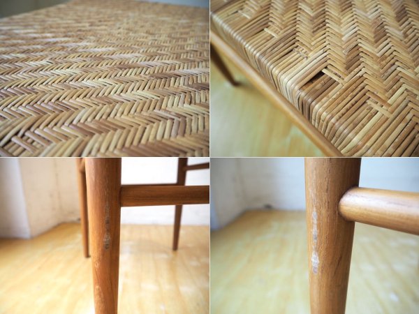 クロロス CHLOROS ラタン スツール Rattan STOOL チーク材フレーム チーク無垢材 ヘリンボーン調ラタン編 ★