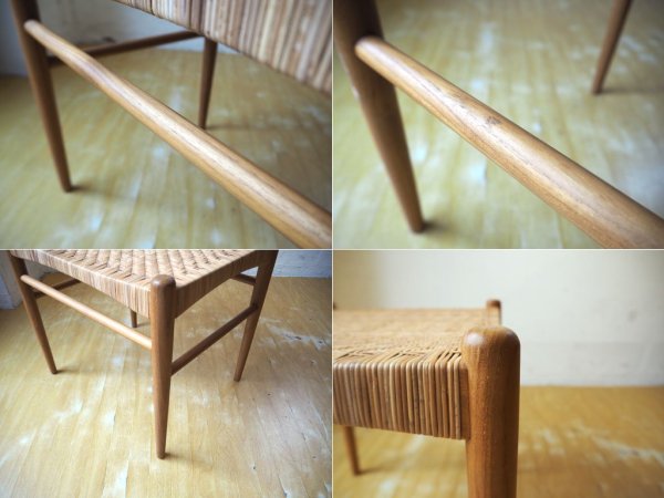 クロロス CHLOROS ラタン スツール Rattan STOOL チーク材フレーム チーク無垢材 ヘリンボーン調ラタン編 ★