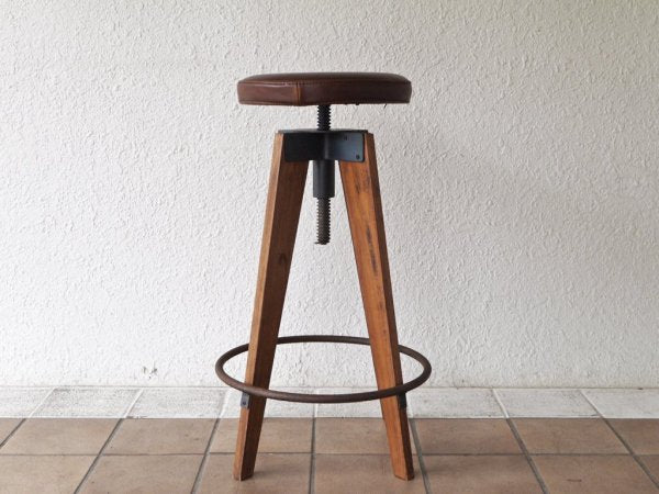 ジャーナルスタンダードファーニチャー Journal Standard Furniture シノンハイスツール CHINON HIGH STOOL 本革 定価\39,600- ◇