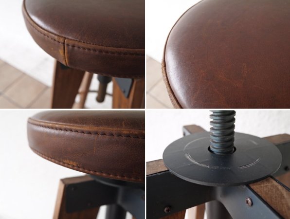 ジャーナルスタンダードファーニチャー Journal Standard Furniture シノンハイスツール CHINON HIGH STOOL 本革 定価\39,600- ◇