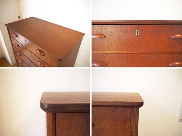 北欧ビンテージ 6ドロワー チェスト 6drawer chest チーク材 鍵付 Teak 北欧家具 Scandinavian Vintage ★