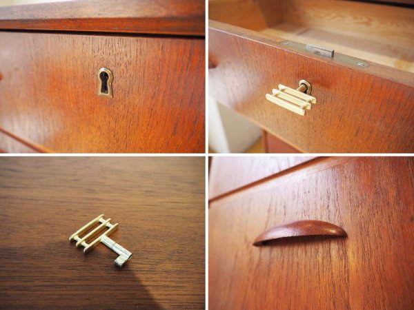 北欧ビンテージ 6ドロワー チェスト 6drawer chest チーク材 鍵付 Teak 北欧家具 Scandinavian Vintage ★