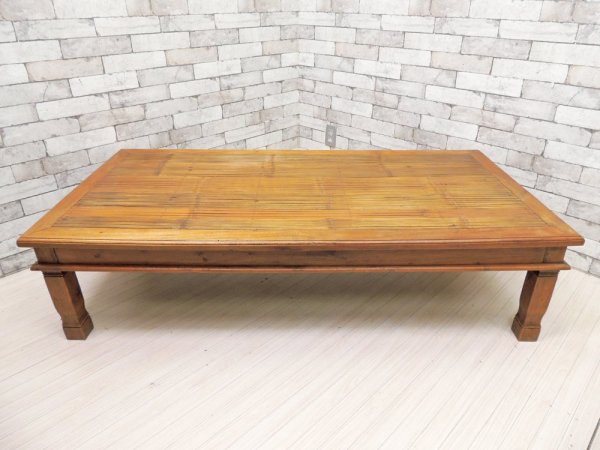 アジアン家具 Asian Furniture バンブー天板 × 無垢材フレーム ローテーブル センターテーブル W150cm リゾートスタイル バリ家具 ●