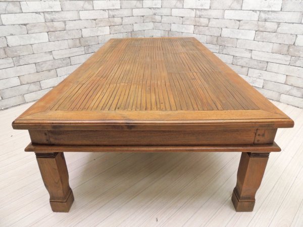 アジアン家具 Asian Furniture バンブー天板 × 無垢材フレーム ローテーブル センターテーブル W150cm リゾートスタイル バリ家具 ●