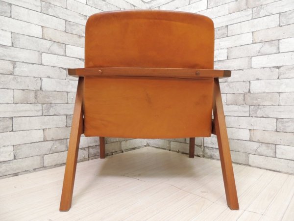 カーフ karf アン Ann ラウンジチェア Lounge chair 1人掛けソファ ブラウン 本革 レザーシート × ウォールナット材フレーム ●