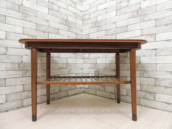 アメリカンビンテージ US Vintage センターテーブル ローテーブル 棚板付 真鍮脚カバー W93.5cm ミッドセンチュリー  ●