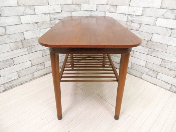 アメリカンビンテージ US Vintage センターテーブル ローテーブル 棚板付 真鍮脚カバー W93.5cm ミッドセンチュリー  ●