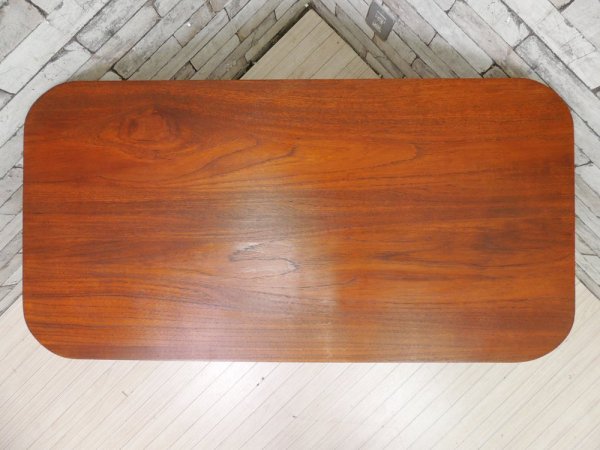 アメリカンビンテージ US Vintage センターテーブル ローテーブル 棚板付 真鍮脚カバー W93.5cm ミッドセンチュリー  ●