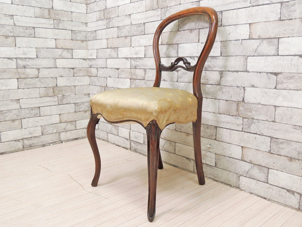フランスビンテージ French Vintage バルーンバックチェア ダイニングチェア 花柄ファブリックシート クラシカル フレンチカントリー ●