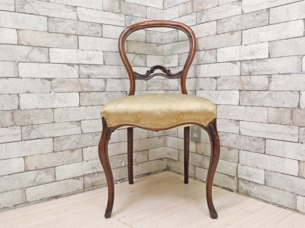フランスビンテージ French Vintage バルーンバックチェア ダイニングチェア 花柄ファブリックシート クラシカル フレンチカントリー ●