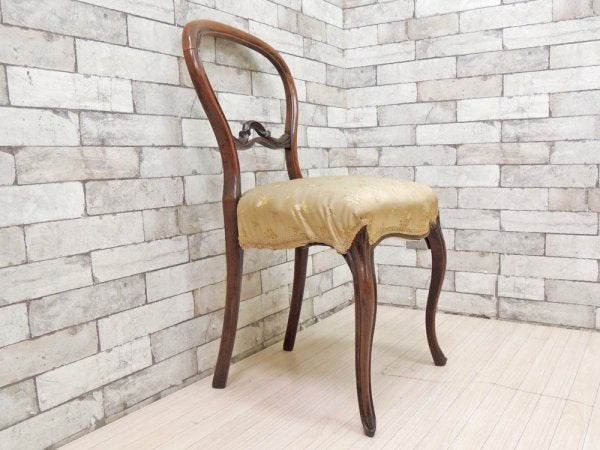 フランスビンテージ French Vintage バルーンバックチェア ダイニングチェア 花柄ファブリックシート クラシカル フレンチカントリー ●
