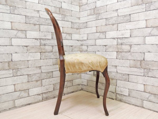 フランスビンテージ French Vintage バルーンバックチェア ダイニングチェア 花柄ファブリックシート クラシカル フレンチカントリー ●