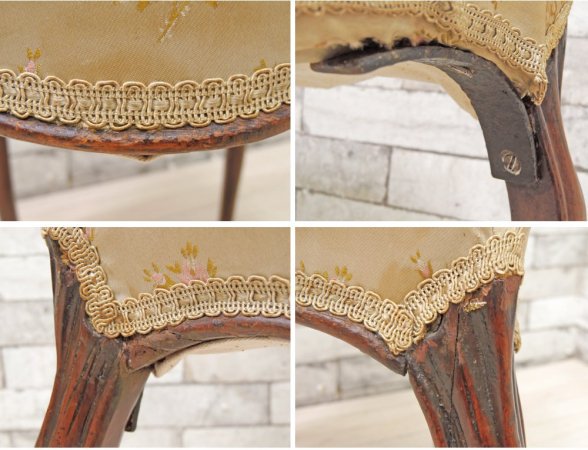 フランスビンテージ French Vintage バルーンバックチェア ダイニングチェア 花柄ファブリックシート クラシカル フレンチカントリー ●