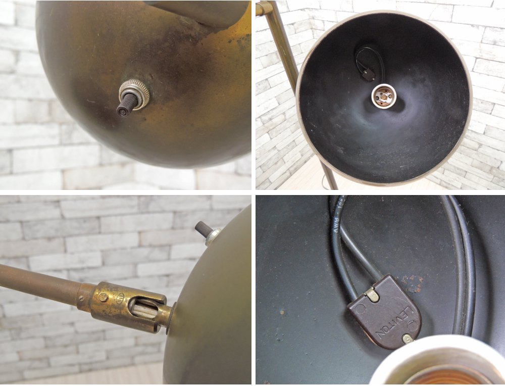 USビンテージ Vintage 真鍮製 3灯式 フロアスタンドライト 照明 ゴールド H148cm ミッドセンチュリー 米国 ●