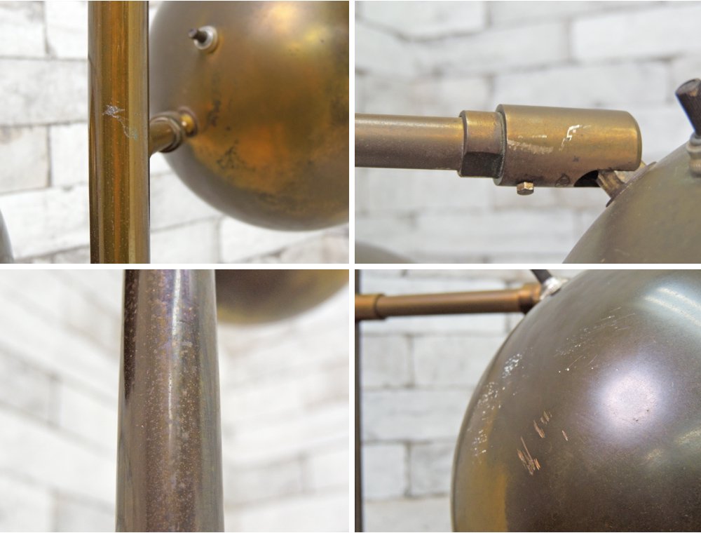USビンテージ Vintage 真鍮製 3灯式 フロアスタンドライト 照明 ゴールド H148cm ミッドセンチュリー 米国 ●