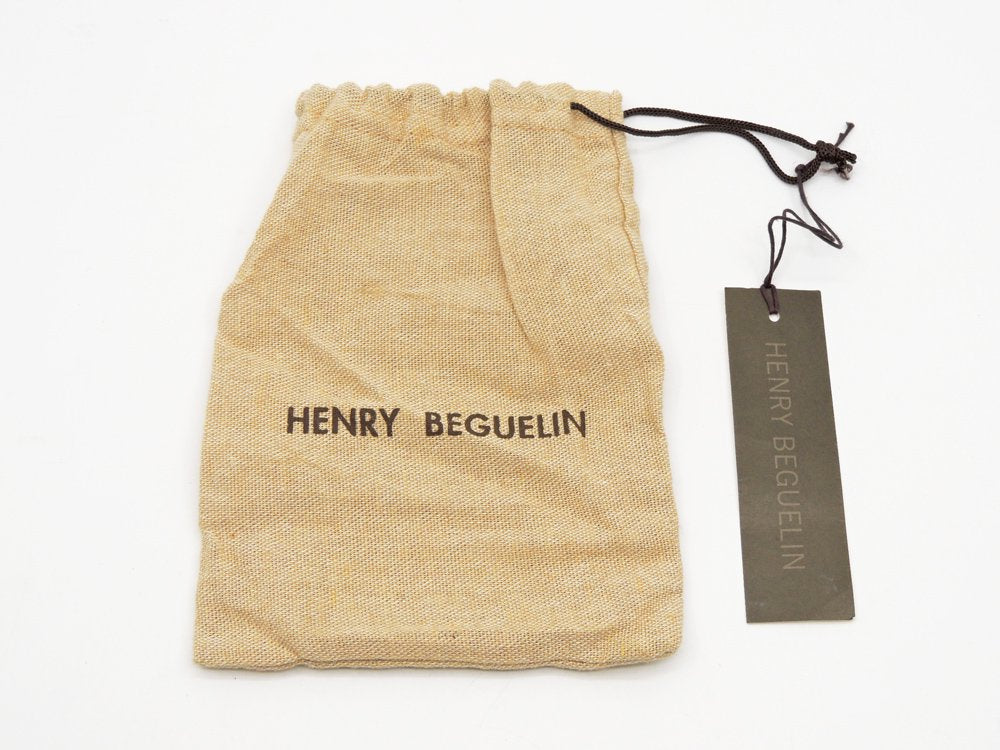 エンリーベグリン HENRY BEGUELIN レザー ライターケース ブラウン 本革 収納袋付 イタリア ●