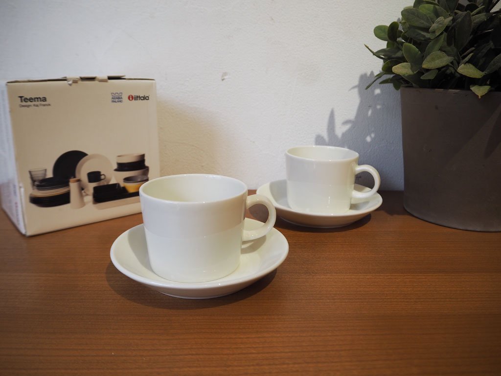 イッタラ iittala ティーマ TEEMA カップ＆ソーサー 150ｍｌ ホワイト 2客組 旧ロゴ カイ フランク Kaj Franck デザイン ★