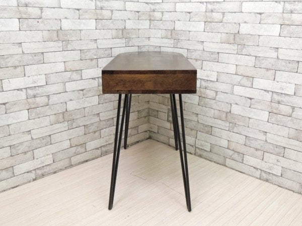 ウエストエルム west elm ペンシルデスク Pencil Desk 抽斗1杯 チェスナット スチール ブルックリン ●