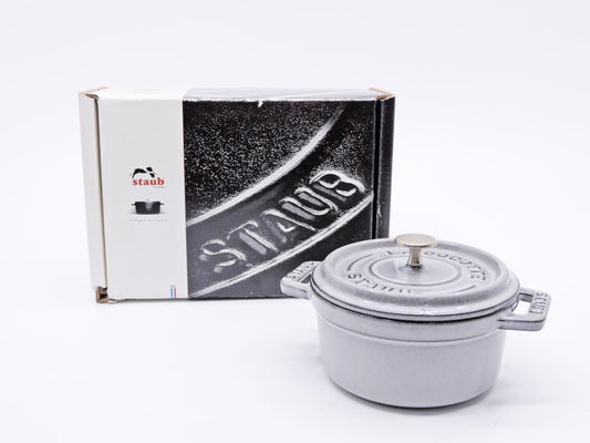 ストウブ staub ミニ ピコ ココット ラウンド グレー系 ホーロー鍋 両手鍋 10cm 0.25L 箱付 ●