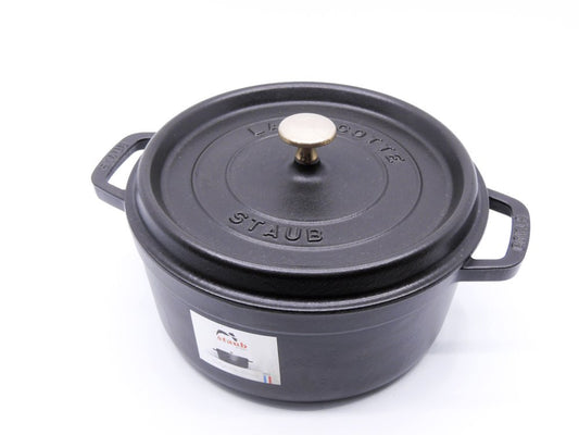 ストウブ STAUB ピコ ココット ラウンド 24cm ブラック 両手鍋 鋳鉄 フランス made in France ●