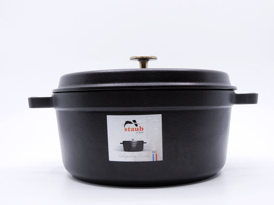 ストウブ STAUB ピコ ココット ラウンド 24cm ブラック 両手鍋 鋳鉄 フランス made in France ●